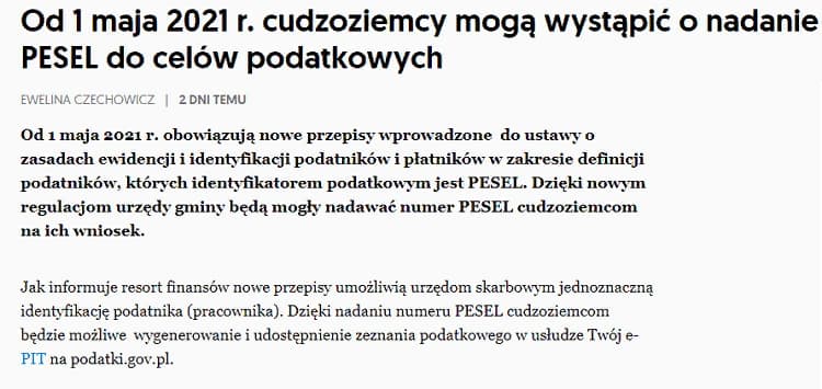 Спрощення отримання PESEL іноземцями в Польщі 1